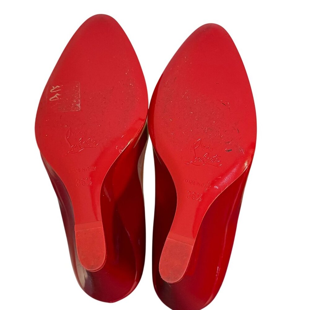 Christian Louboutin Elegant Red Patent Leather Wedge Heels Paris 6 - Picture 9 of 10